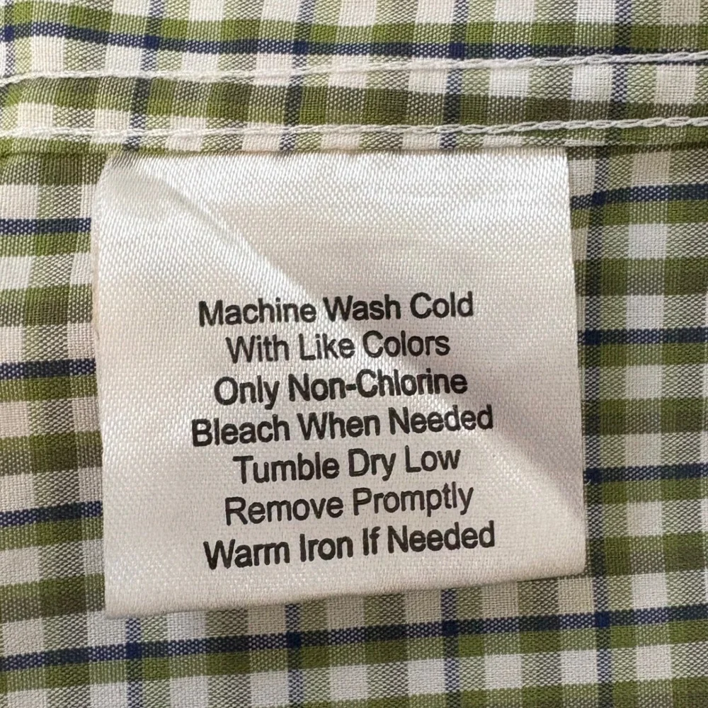 Joseph Abboud Non-Iron 100% Cotton Green Gingham Button Down Shirt Mens L - Picture 6 of 7